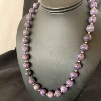 Navajo Purple Charoite Necklace | Sterling Silver | 20" | Authentic Native American Handmade | 11961