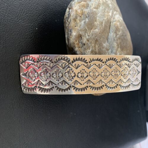 Southwestern Sterling Silver Stamped Navajo Hair Barrette | Handmade | 4" | 1213