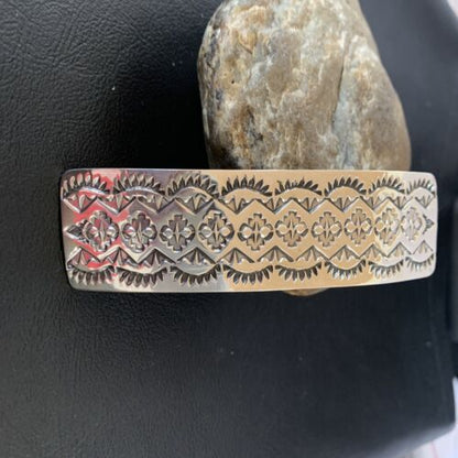 Southwestern Sterling Silver Stamped Navajo Hair Barrette | Handmade | 4" | 1213