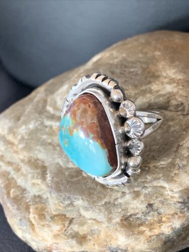 Native American Women's Navajo Blue Royston Turquoise Ring | Sterling Silver | Sz 10 | 10425