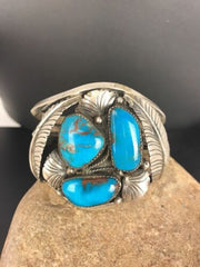 Navajo Old Pawn Bisbee Turquoise Cuff Bracelet | Sterling Silver | Native American | 8281