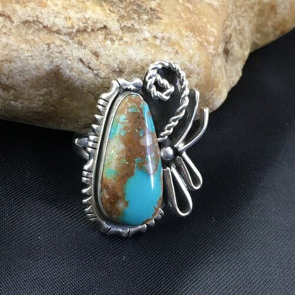 Native American Women's Navajo Royston Turquoise Ring | Sterling Silver | Sz 8.75 | 10184