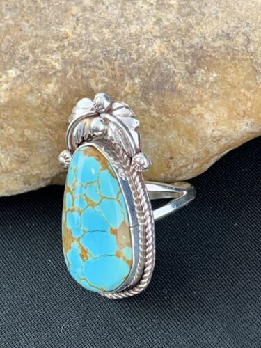 Native American Navajo Spiderweb Turquoise Ring | Sterling Silver | Sz 9 | 285