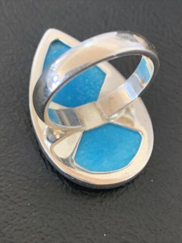 Navajo Women's Blue Kingman Turquoise Ring | Sterling Silver | Sz 9 | Authentic Native American Handmade | 11618
