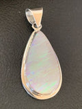 Navajo White Faux Opal Pendant | Sterling Silver | Native American Handmade | 1.50" | 1393