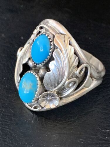 Navajo Kingman Turquoise Multi-Stone Ring | Authentic Native American Sterling Silver | Sz 10.5 | 14172