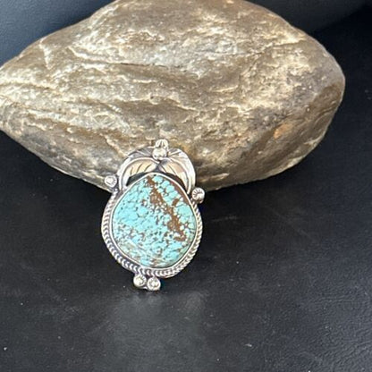 Navajo Blue Turquoise #8 Rings | Sterling Silver | Sz 9 | Authentic Native American Handmade | 14284
