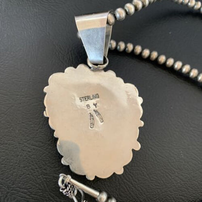 Native American Navajo Blue Lapis Pendant Necklace | Sterling Silver | Authentic Handmade | 11849 - Masha USA