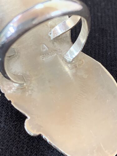 Navajo White Buffalo Turquoise & Spiny Oyster Multi-Stone Ring | Authentic Native American Sterling Silver | Sz 9 | 308