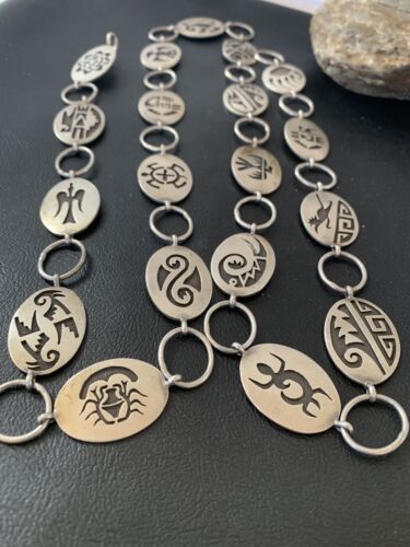 Native American Men's Old Pawn Sterling Silver Hopi Concho Belt | Authentic Handmade | 1427