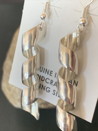 Navajo Stamped Sterling Silver Swirl Earrings Set | Authentic Native American Handmade | 11625