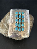 Navajo Blue Kingman Turquoise Belt Buckle Concho | Sterling Silver | Authentic Native American Handmade | 14796
