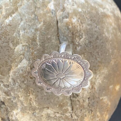 Native American Old Pawn Navajo Concho Ring | Sterling Silver | Sz 4.5 | 10878