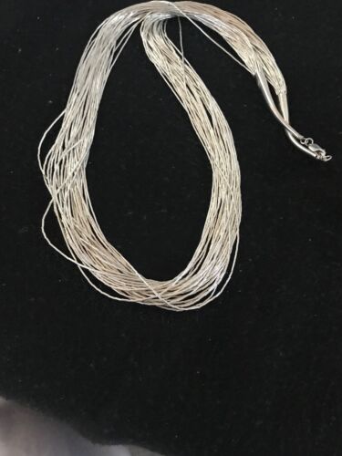 Native American Heishi Tubes Necklace | 30 Strands Liquid Sterling Silver | 23" | 8481