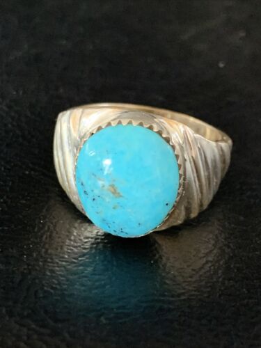 Southwestern Navajo Blue Kingman Turquoise Ring | Sterling Silver | Sz 9 | 14156