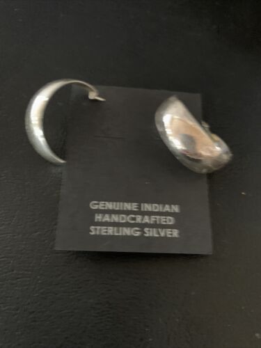Native American Old Pawn Women's Hoop Stud Earrings | Sterling Silver | 1" | 13009