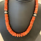 Native American Pink Coral Navajo Bead Necklace | Sterling Silver | 18" | 01951