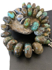 Navajo Pearl Jewelry | Graduated Sterling Silver Turquoise Necklace | Authentic Native American Handmade | 20" | 01753