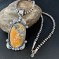 Navajo Bumblebee Jasper Pendant Necklace | Sterling Silver | Authentic Native American Handmade | 14201