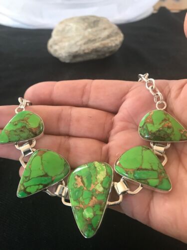 Southwestern Green Mojave Turquoise Necklace | Sterling Silver | 18" | 3692