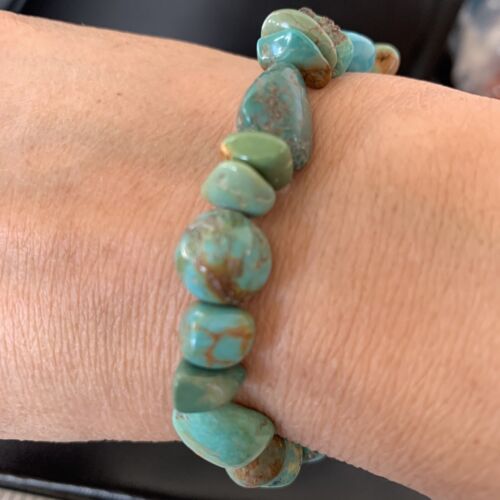 Men's Women's Stretch Bracelet | Blue Green Turquoise Stone | 7" | 11828