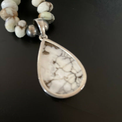 Navajo Wild Horse Turquoise Necklace Pendant | Sterling Silver | Authentic Native American Handmade | 11340