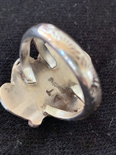 Navajo Red Coral Ring | Sterling Silver | Sz 9 | Authentic Native American Handmade | 01299 - Masha USA