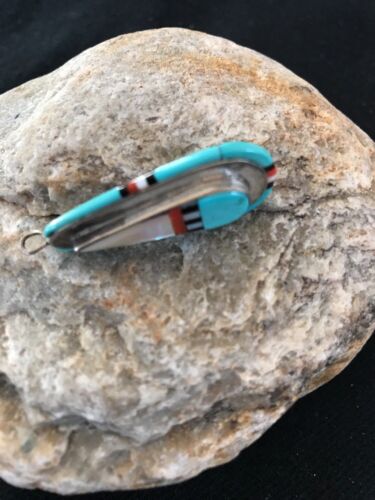 Navajo Zuni Multi-Stone Turquoise Sterling Silver Pendant | Rare Collectible | 2-Sided | Native American Handmade