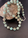 Navajo Pearls Necklace | Sterling Silver | Faceted Green Turquoise | Authentic Native American Handmade | 20" | 11737