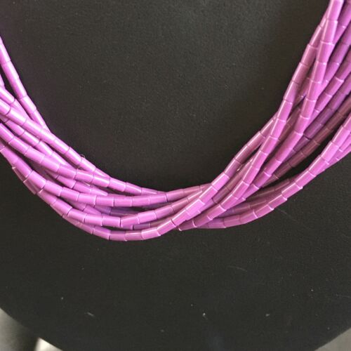 Navajo Sugilite 10-Strand Heishi Necklace | Sterling Silver Tubes | 19" | Authentic Native American Handmade | 10167