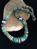 Authentic Native American Navajo Graduated Green Turquoise Necklace | Sterling Silver | 20"
