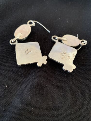 Navajo Purple Spiny Oyster Dangle Earrings | Sterling Silver | Authentic Native American Handmade | 201