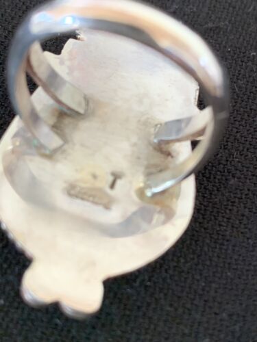 Southwestern Navajo White Buffalo Turquoise Ring | Sterling Silver | Sz 9 | 13088