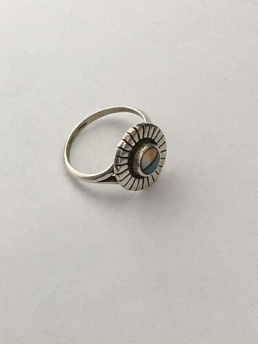 Navajo Opal & Turquoise Inlay Ring | Sterling Silver | Sz 7.5 | Authentic Native American Handmade | 1705