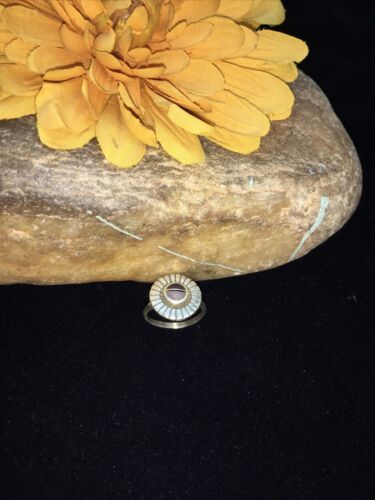 Navajo Women's Black Onyx & Tiger's Eye Pearl Ring | Authentic Native American Sterling Silver | Multi-Stone | Sz 6 | 1740