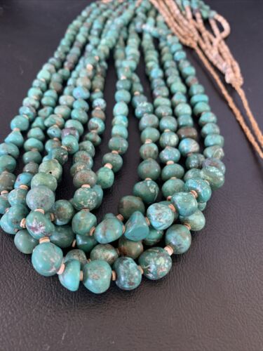 Men's XL Santo Domingo Blue Turquoise Shell 5-Strand Bead Necklace | 40" | 13186
