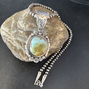Navajo Blue Golden Hills Pendant Necklace | Sterling Silver | Authentic Native American Handmade | 14350