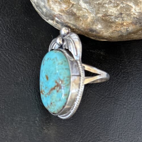 Navajo Blue Turquoise #8 Rings | Sterling Silver | Sz 10 | Authentic Native American Handmade | 14293