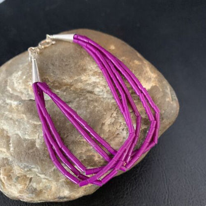 Stabilized Purple Sugilite Liquid Heishi Bracelet | Sterling Silver | 5-Strand | 7" | 13605