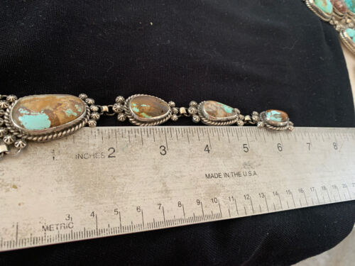 Navajo Royston Turquoise Lariat Necklace | Sterling Silver | Authentic Native American Handmade | 581