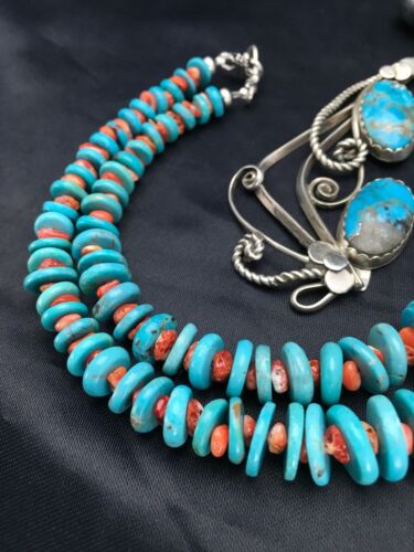Navajo Spiny Oyster Turquoise Pendant Necklace | Sterling Silver | 22" | Authentic Native American Handmade | 2659