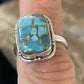 Navajo Blue Mojave Turquoise Ring | Sterling Silver | Sz 6.5 | Authentic Native American Handmade | 11449