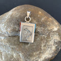 Navajo Kokopelli Coral Turquoise Inlay Pendant | Sterling Silver | Authentic Native American Handmade | 10880