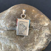 Navajo Kokopelli Coral Turquoise Inlay Pendant | Sterling Silver | Authentic Native American Handmade | 10880