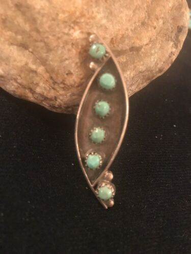 Native American Turquoise Cluster Pin | Navajo Sterling Silver | Old Pawn | Authentic Handmade | 8018