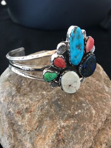 Navajo Turquoise Spiny Oyster Lapis Bracelet | Sterling Silver | Platero | Southwestern | 8298