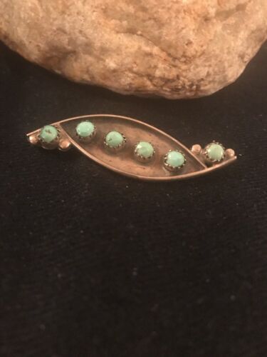 Native American Turquoise Cluster Pin | Navajo Sterling Silver | Old Pawn | Authentic Handmade | 8018