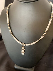 Navajo White Buffalo Turquoise Pendant Set | Sterling Silver | Authentic Native American Handmade | 12246