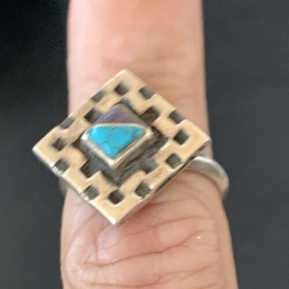 Native American Women's Navajo Blue Turquoise Sugilite Inlay Ring | Sz 6 | 11281