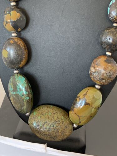 Navajo Graduated Sterling Silver Natural Blue Nugget Turquoise Necklace | Authentic Native American | 22" | 623